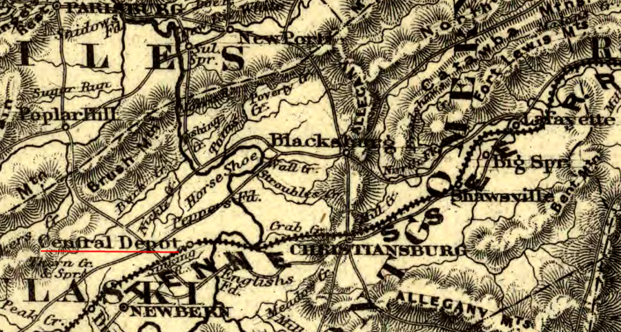 prior to the 1880's, there was no railroad on the New River west of Central Depot (now the City of Radford)