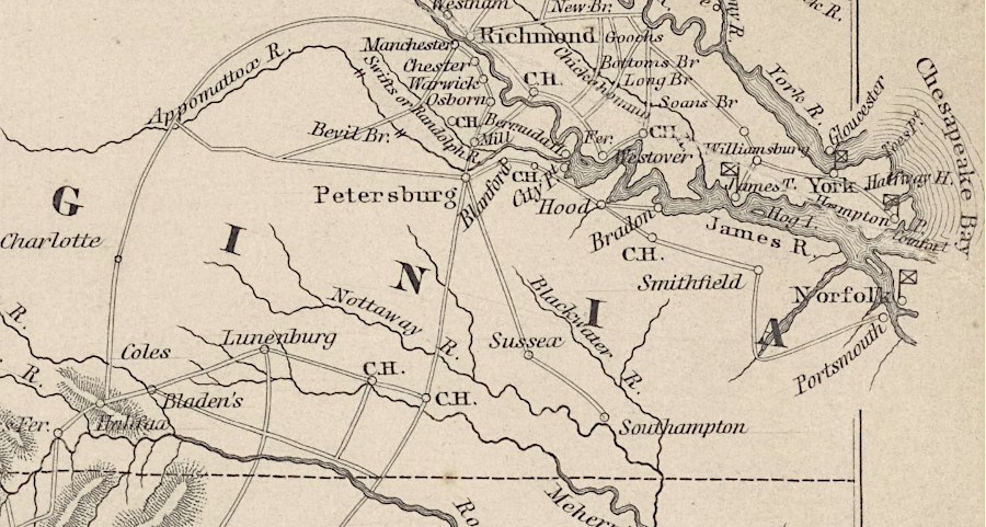 there was one road connecting Norfolk and Portsmouth to the rest of Virginia at the start of the Revolutionary War