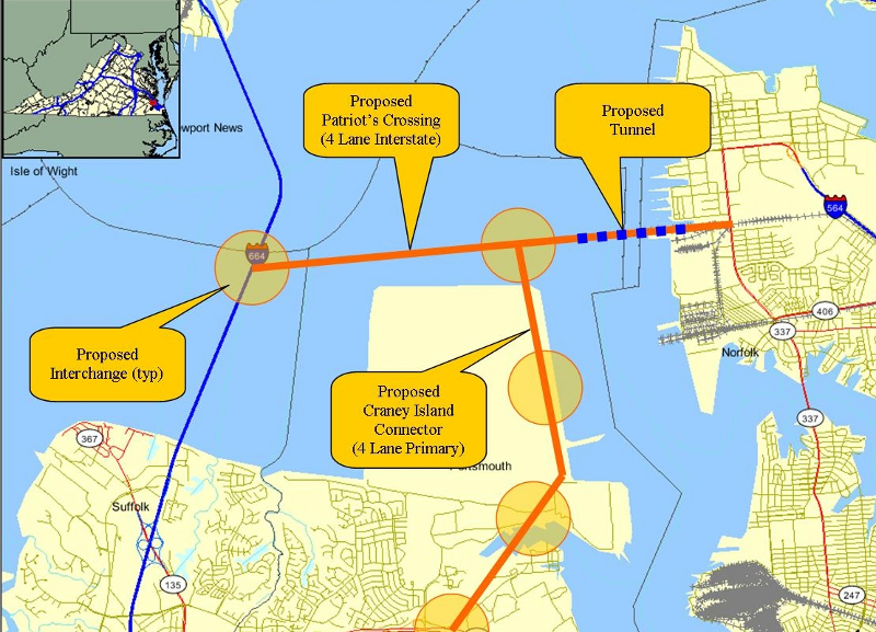 Patriot's Crossing, the 2011 version of the Third Crossing bridge/tunnel to relieve traffic congestion in Hampton Roads