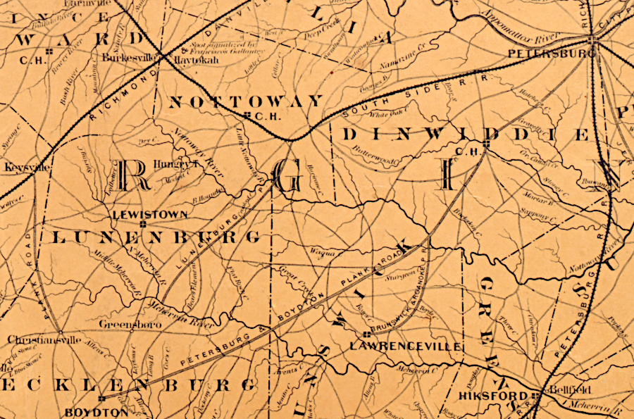 in 1861, plank roads as well as railroads allowed Southside farmers to get crops to market