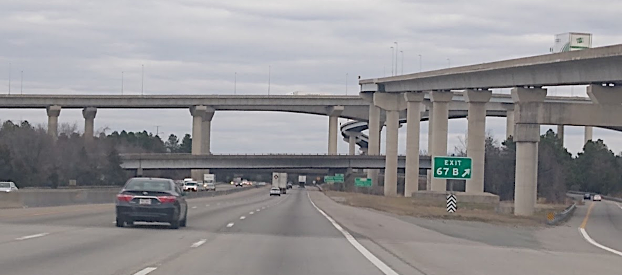 the Pocahontas Parkway, seen from I-95 headed north