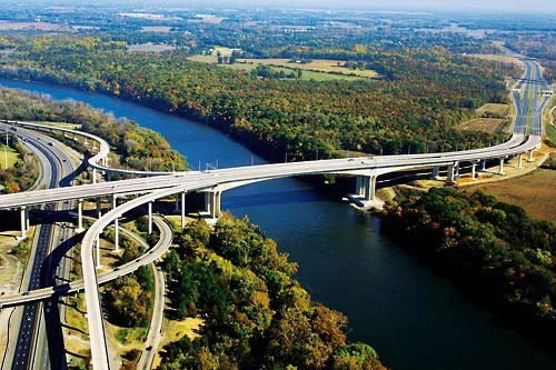 the Pocahontas Parkway bridge across the James River