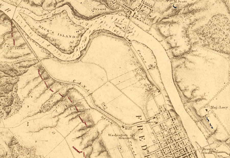 the Fredericksburg Water Power Company converted the Rappahannock Navigation Company canal into a delivery system for waterpower to mills