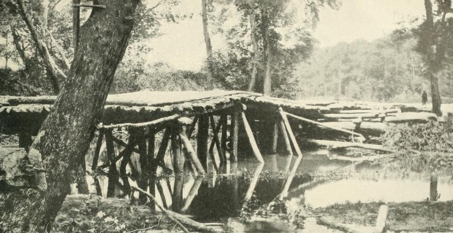 this 1862 bridge across the Chickahominy River indicates the quality of quickly-constructed river crossings during wartime