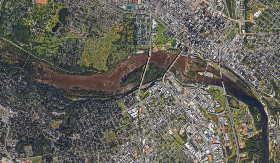Richmond developed as a port because rapids at the Fall Line blocked ships from moving further upstream