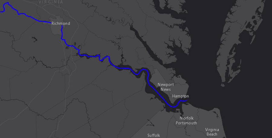 Richmond developed as a port city because the James River is navigable upstream and downstream, but the Fall Line blocks ship traffic