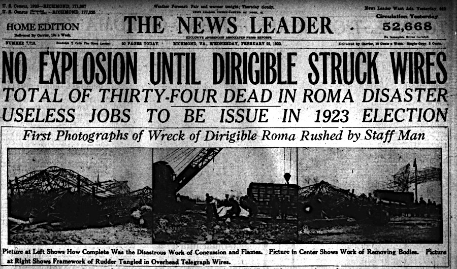 the Roma lost control, hit electricity wires, and burned