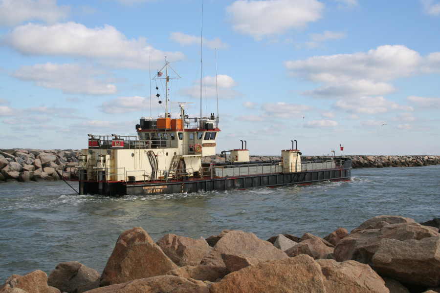 US Army Corps of Engineers dredge Currituck in the Rudee Inlet channel