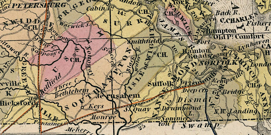 the first tracks to reach Hampton Roads were built by the Seaboard and Roanoke Railroad to bring agricultural products from the Roanoke River valley