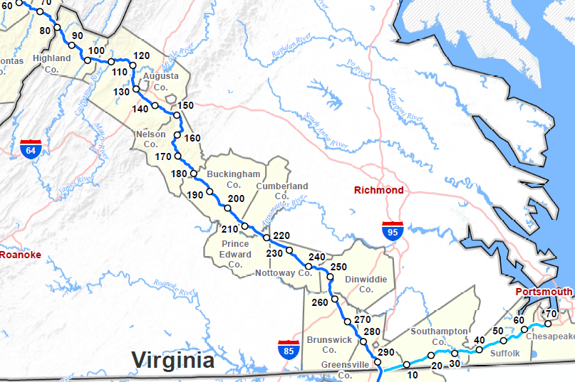 the proposed Atlantic Coast Pipeline would carry shale gas through Highland County to Greensville County, with an extension to south Hampton Roads