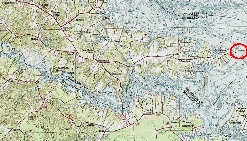 Stingray Point, at confluence of Piankatank and Rappahannock rivers