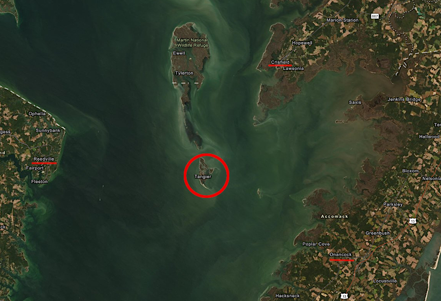 Tangier Island depends upon year-round ferry traffic from Crisfield, Maryland and summertime connections to Reedville and Onancock