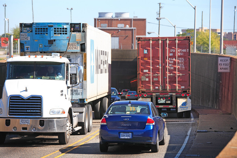 if rail costs are high due to limited competition, shippers using trucks as the alternative have to fight Norfolk/Portsmouth traffic bottlenecks such as the Midtown Tunnel