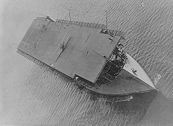 a flight deck was constructed on top of USS Jupiter