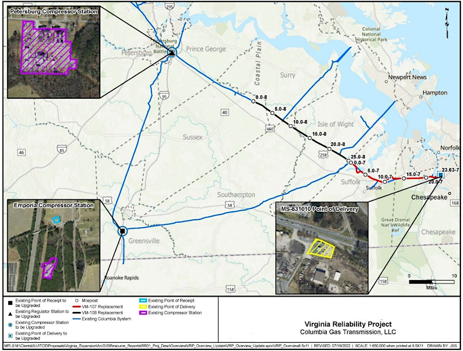 the Virginia Reliability Project included upgrading the Emporia Compressor Station in Greensville County