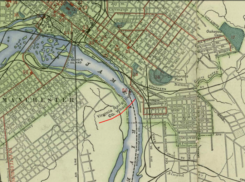 the site of the Virginia Navigation Company steamship wharf was later renamed Intermediate Terminal