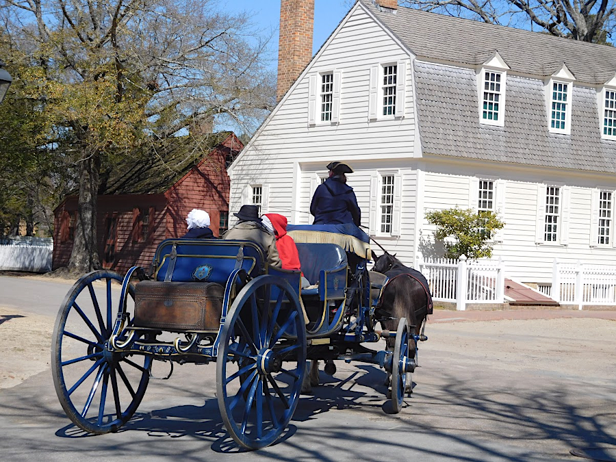 Colonial Williamsburg offers horse-drawn carriage rides for visitors seeking to experience the days before internal combustion engines