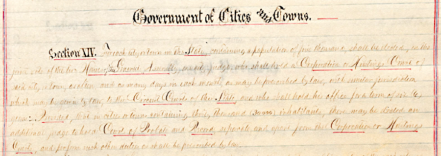 the 1870 constitution authorized cities/towns with at least 5,000 people to create their own corporation or hustings court