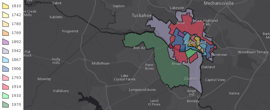 Richmond grew by multiple annexations of adjacent county territory, but since 1979 the General Assembly has blocked annexation by any Virginia city