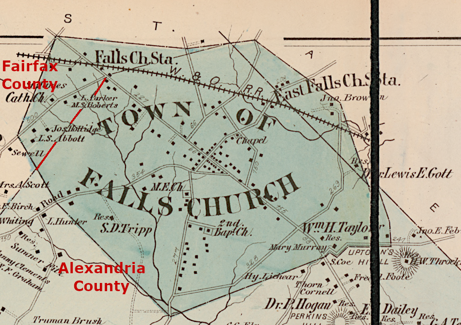 the Town of Falls Church originally included a western portion within Fairfax County