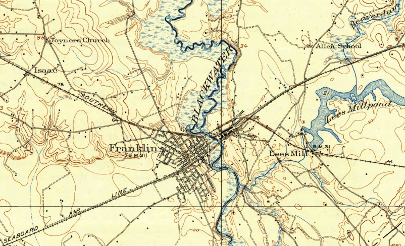 in 1943, the Southern and the Seaboard Air Line railroads serviced the paper millis in Franklin