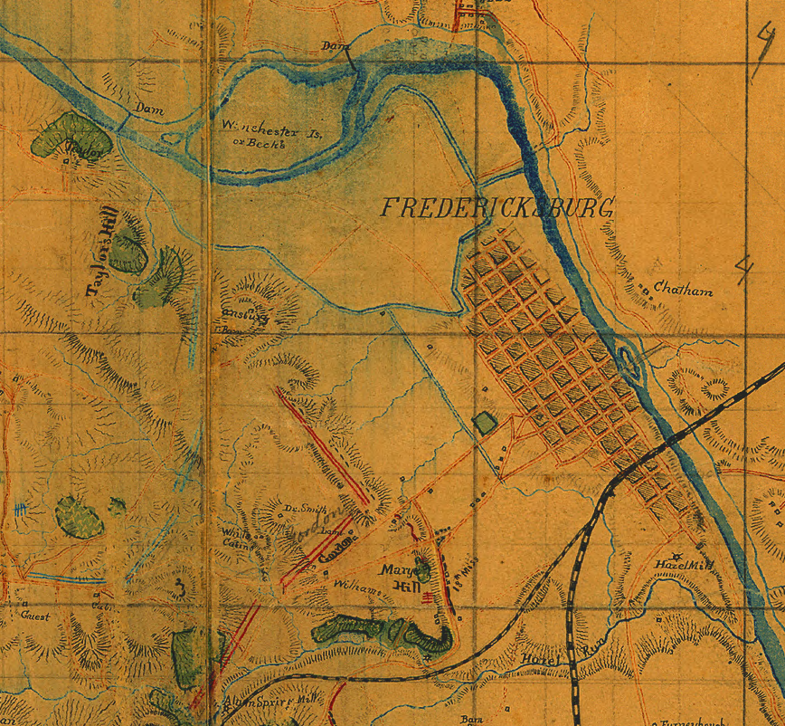 in 1863, development in Fredericksburg did not extend to the Rappahannock Canal yet