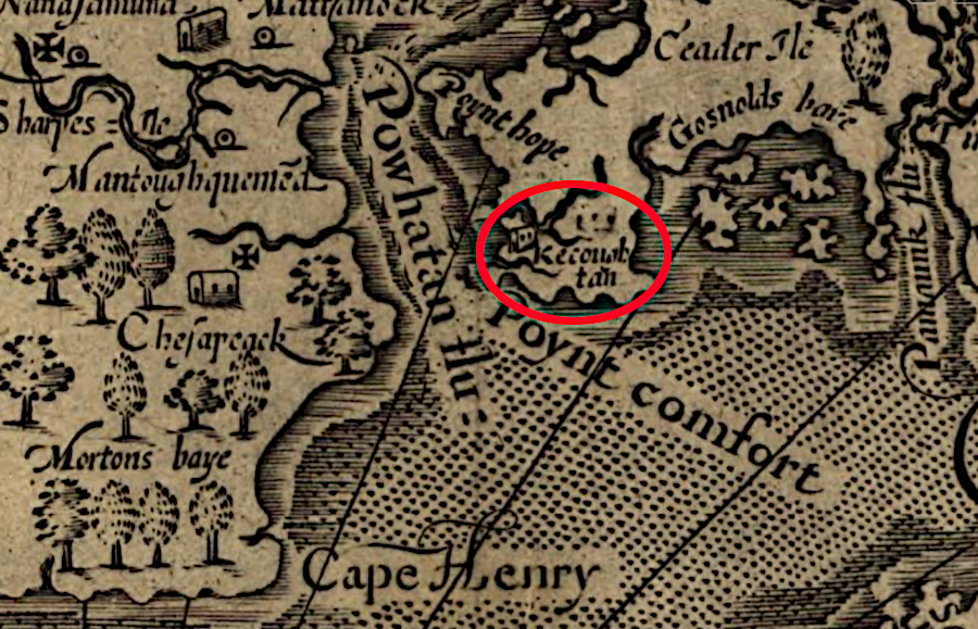 when the English arrived in 1607, there was already a town at the site of Hampton