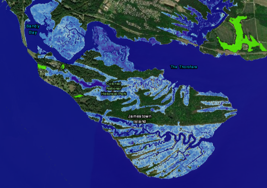 with one more foot of sea level rise, Jamestown will be flooded