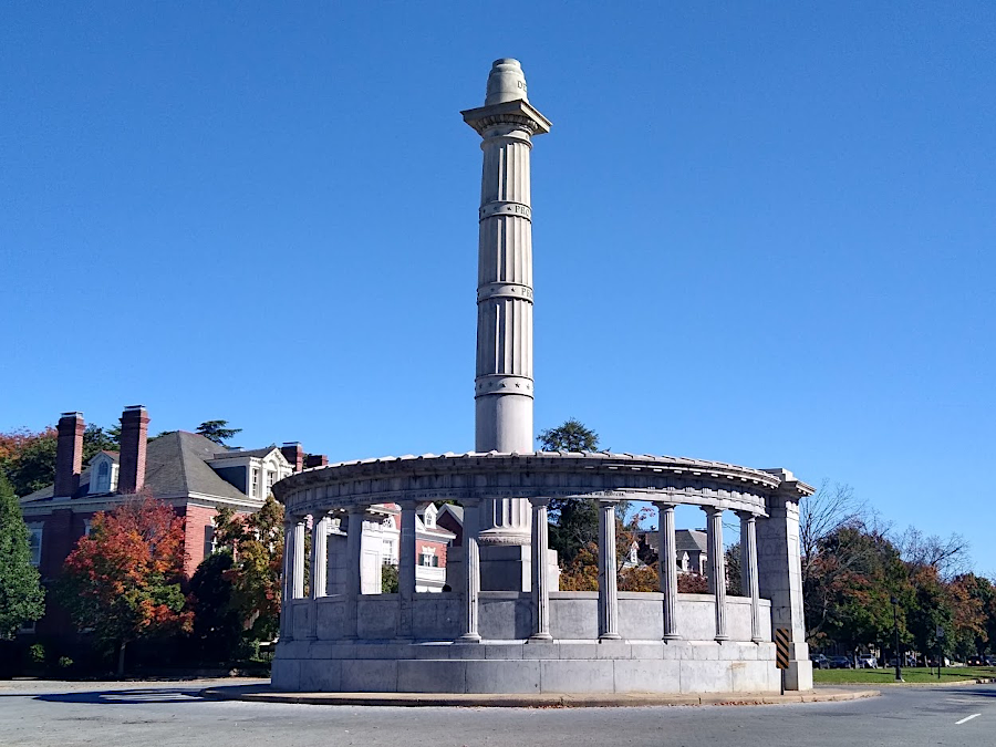 the remnants of the Jefferson Davis monument in October, 2020