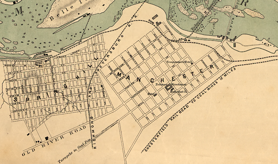 Manchester was an independent city, separate from Richmond, until 1910