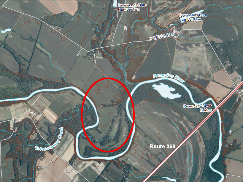 Matchut/Matchot was located on the north bank of the Pamunkey River, perhaps upstream of the modern Route 360 bridge