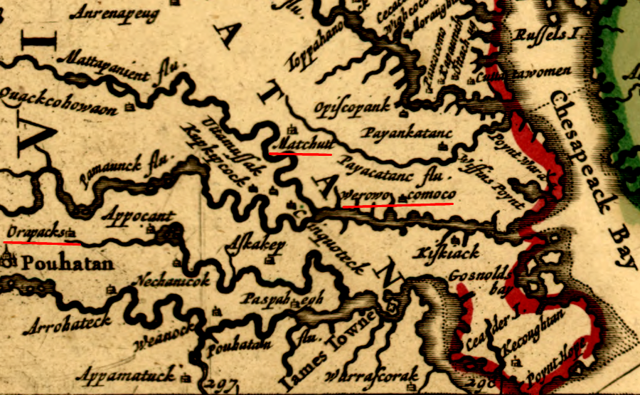 Matchut/Matchot was Powhatan's last capital, after moving from Werowocomoco and then Orapaks