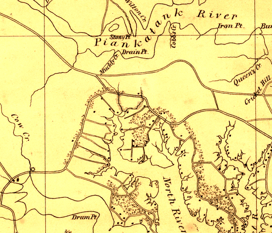 Mobjack Bay settlement pattern, 1862