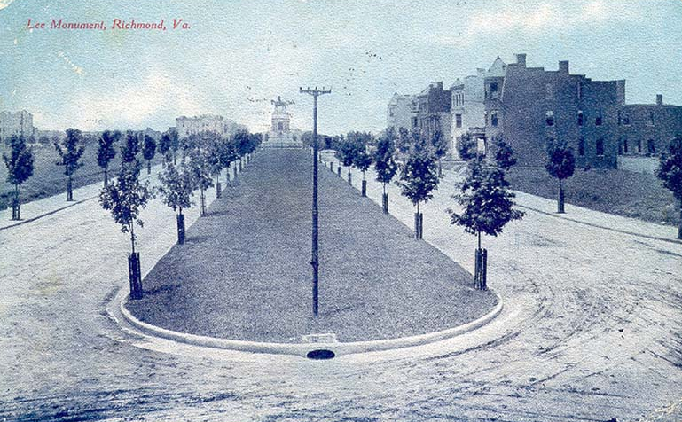 Monument Avenue around 1907, when the trees were young