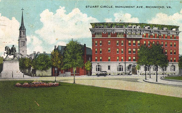 Stuart Circle Hospital was built in 1913 next to the monument to J. E. B. Stuart
