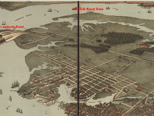 Bird's eye view of Norfolk, Portsmouth and Berkley, 1891