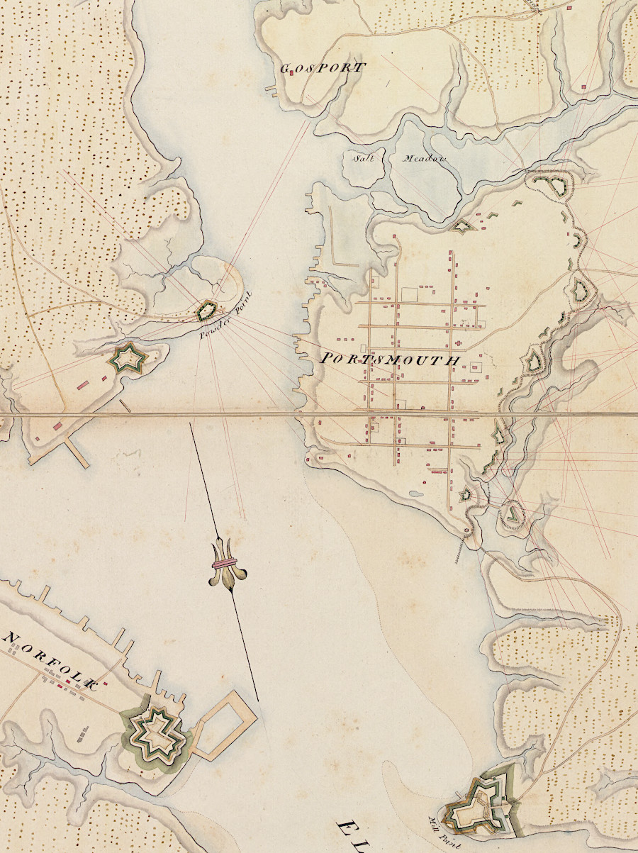Portsmouth was a key port on the Elizabeth River in the 1770's