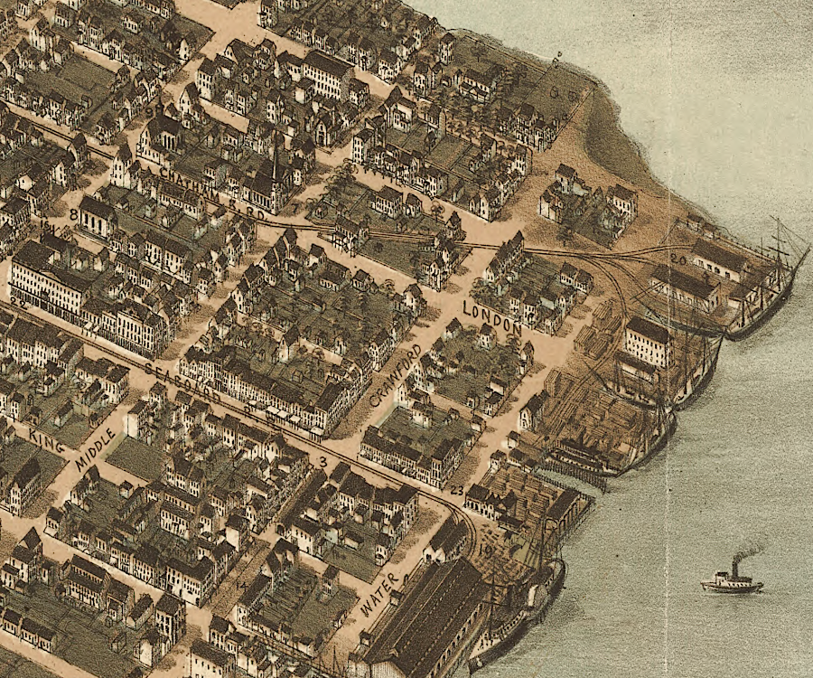 in 1873, Portsmouth had two railroads connecting to the waterfront