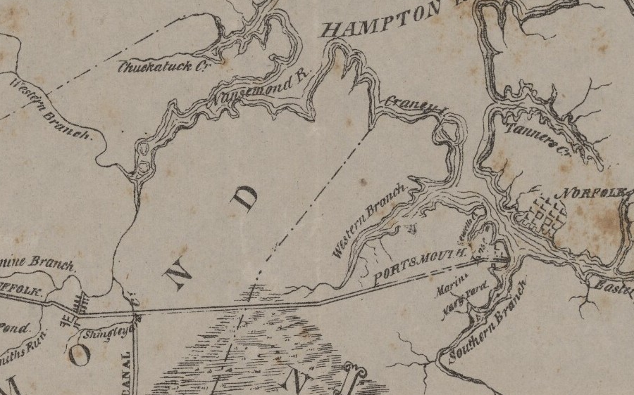 the Portsmouth and Roanoke Railroad competed with the Petersburg Railroad to draw trade to the Elizabeth River