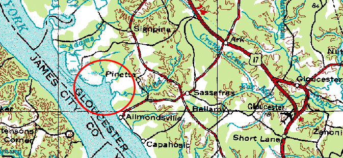 location of Werowocomoco at Purtan Bay
