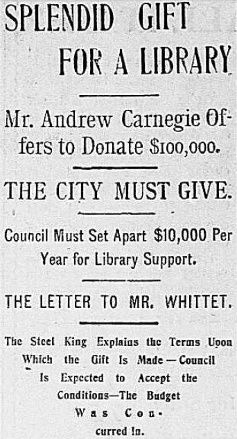 Richmond declined two offers by Andrew Carnegie to build a library in 1901 and 1906, before committing local funds in the early 1920's