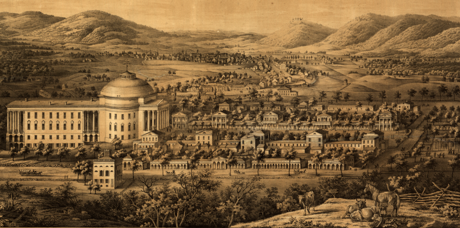 Thomas Jefferson arranged for Virginia's second state-supported university to be constructed in Charlottesville