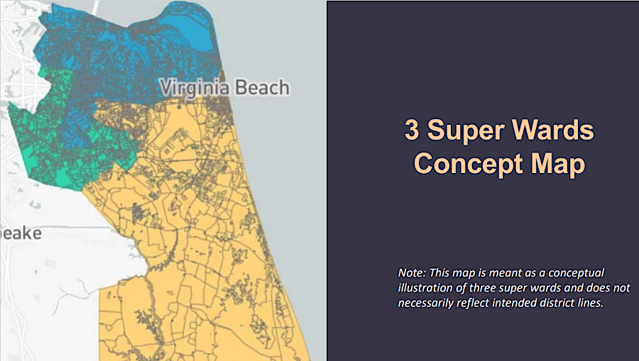 after losing the case, Virginia Beach officials proposed a settlement where voters would cast ballots in three superwards, plus within single districts and for an at-large mayor