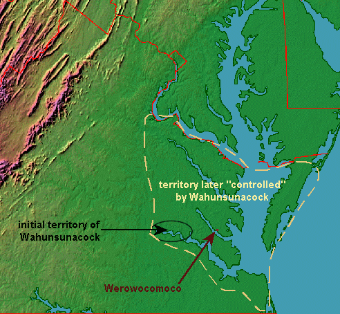 expansion of territory over which Powhatan sought to exert control (Werowocomoco was not located in his original territory)