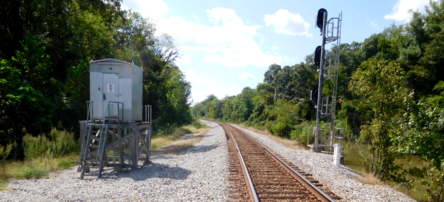 the Westham Station structure was moved from this location, upstream of the Huguenot Bridge