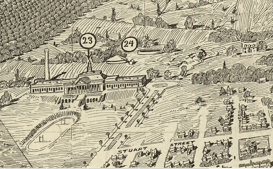 the Winchester City Reservoir (24) was located behind Handley school (23) in 1926