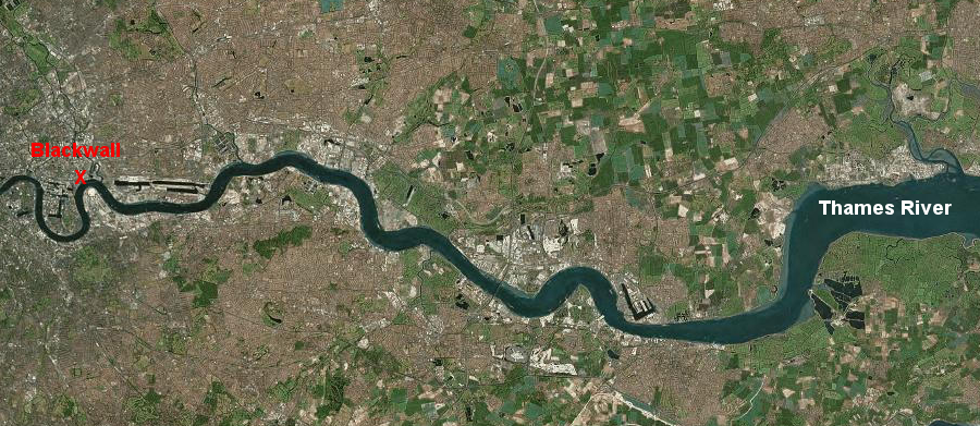 the first colonists to reach Jamestown in 1607 started their trip by sailing eastward from the docks at Blackwall in London to reach the English Channel