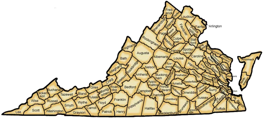 the number has changed over time, but Virginia has 95 counties now
