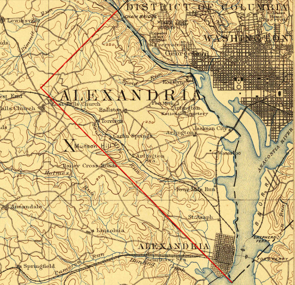 Alexandria County was created in 1800 when the District of Columbia was formed, retroceded to Virginia in 1846, and renamed Arlington County in 1920