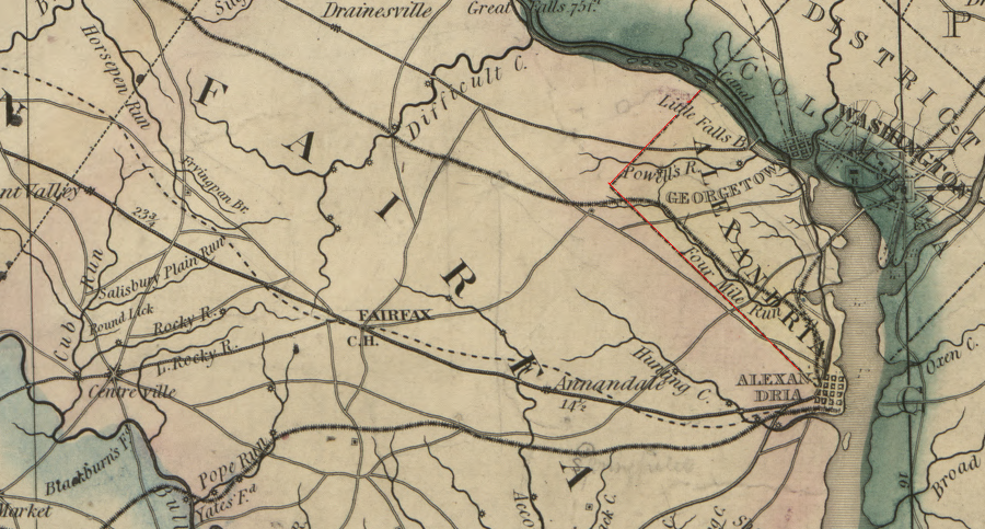 the Virginia portion of the District of Columbia was known as Alexandria County after it was retroceded to Virginia in 1847, until being renamed Arlington County in 1920 to distinguish it from the independent City of Alexandria